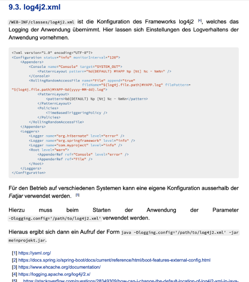 Generierte Seite im PDF für die XML-Einbindung.